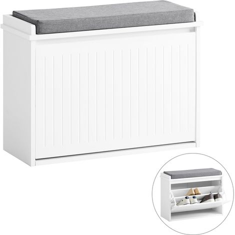 SoBuy Scarpiera con patta e cuscino per scarpe, 62x46x26 cm colore bianco FSR98-W