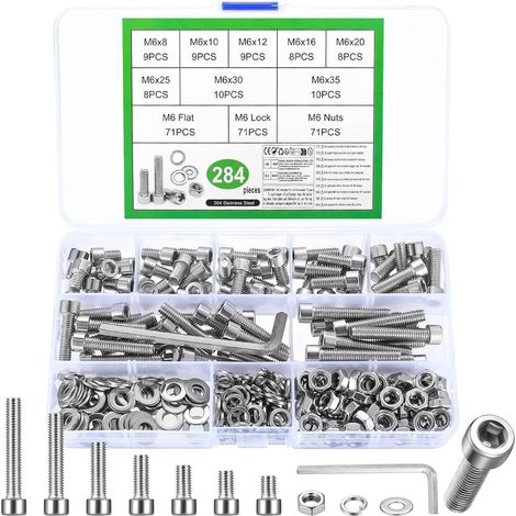 Schrauben Sechskantschrauben Edelstahl Muttern Set M6 284 (1/5)