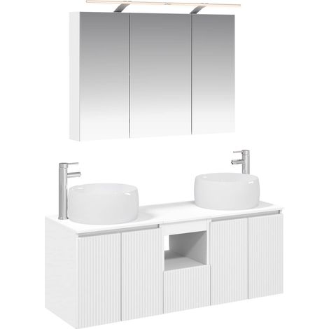 Ensemble d'armoire de salle de bain 4 pcs Blanc vidaXL (1/5)