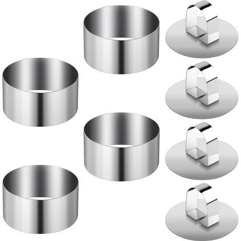 Lot de 4 cercles à dessert en acier inoxydable – Moules à gâteaux et autres aliments de 7,6 cm pour la cuisson (1/5)