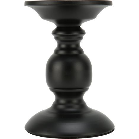 Kerzenhalter aus mattschwarzem Eisenmetall, rostbeständig, Tischdekoration für Säulenkerzen (1/5)