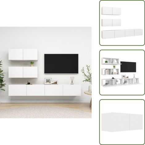 The Living Store Set Mobili Porta TV 4 pz Bianco in Legno Multistrato - Armadietto TV