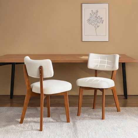 Fauteuil beige en bois 54,5 x 47 x 77 cm (1/5)