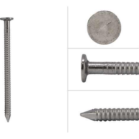 Clous annulaires à tête plate pour bardage en acier inoxydable A4 (1/2)