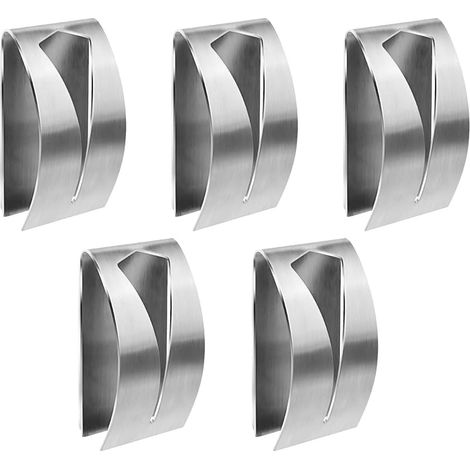 5 Pièces Patère Torchons Cuisine, Accroche Torchon en Acier Inoxydable, Porte Serviette Adhesif, Convient pour la Cuisine, la Salle de Bain, le Bureau, Aucun Perçage Requis (1/5)