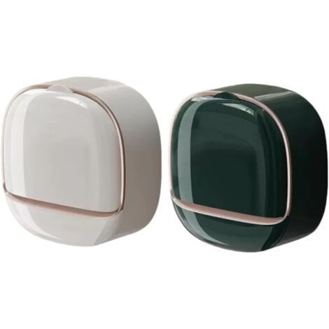 Shower Soap Dish, Hanging Soap Dish with Drain for Bathroom Storage (White, Dark Green) (1/4)