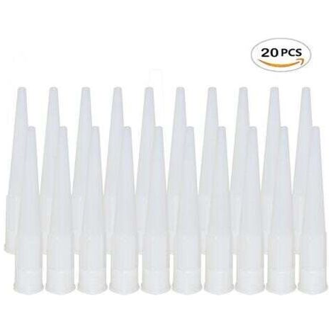 Lot de 20 Embout Douille Pistolet Silicone Cartouche Douilles Silicone Buses de Rechange pour Mastic Adhésif en Silicone avec Grattoir Plastique pour Calfeutrer Extension Remplacement Calfeutrage (1/5)