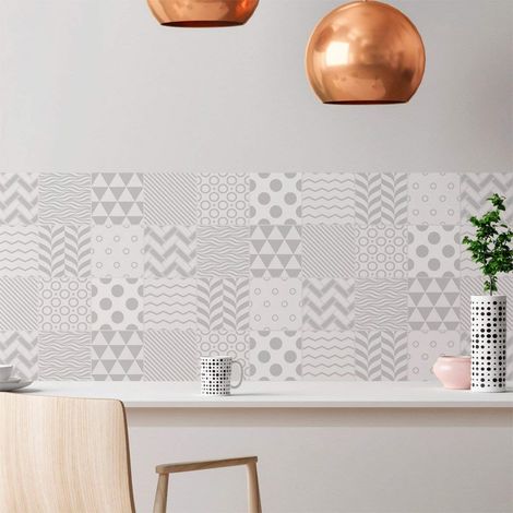 Stickers adhésifs carrelages scandinaves Autocollant Carreaux de Ciment Mosaïque Mural Salle de Bain Cuisine 20x20 cm 9 pièces (1/5)