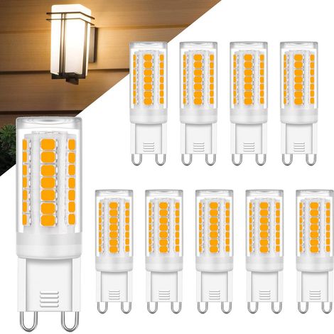 Ampoule LED G9, paquet de 10, 3W blanc chaud 3000K, équivalent à 40W halogène, 220V, céramique, angle de faisceau de 360°. (1/5)