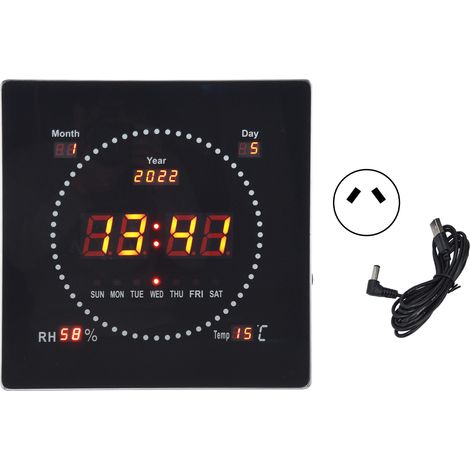 Horloge numérique LED murale 100‑240V, grand calendrier avec trous de suspension, pour maison, prise AU (1/5)