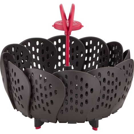 Cesta Vaporera Plegable Tefal Negra y Roja (1/5)