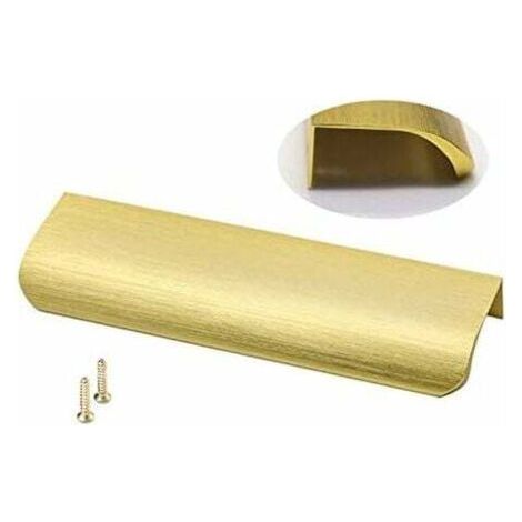 Lot de 10 poignées invisibles en aluminium 128mm – Finition dorée – Résistantes à la corrosion – Pour portes d'armoire avec rainure - LS7027GD128 (1/5)