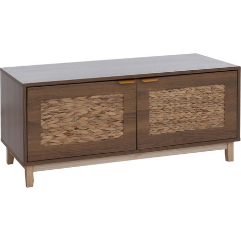 [NUNCA USADO] Banco HHG-926, banco para vestíbulo, zapatero, estante para zapatos, MDF melamina, frente de jacinto acuático, 45 x 100 x 42 cm, marrón