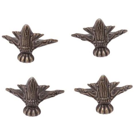 4 pièces Petit Pied d’angle décoratif en metal pour boîte à bijoux, table avec vis Style vintage