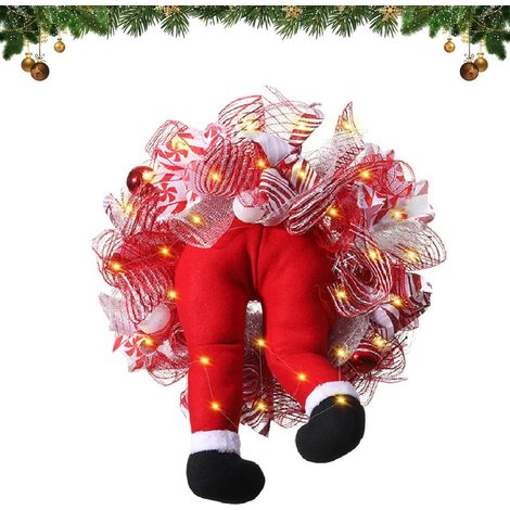 Guirlande de Noël en maille, guirlande de Noël du Père Noël aux longues jambes, guirlande de décoration de Noël artificielle, décoration de Noël