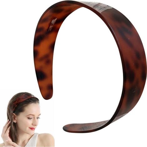 Bandeau écaille de tortue pour femme, bandeau de tortue française large de 3,6 cm, bandeau en acrylique marron, motif guépard, bandeau imprimé léopard, accessoire de cheveux élégant (1/4)