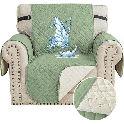 Sofaüberwurf 1 Sitzer wasserdicht, rutschfest, für Haustiere, hellgrün (1/5)
