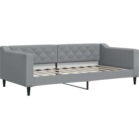 Lit simple  Lit adulte  Lit de repos sans matelas gris clair 90x190 cm tissu