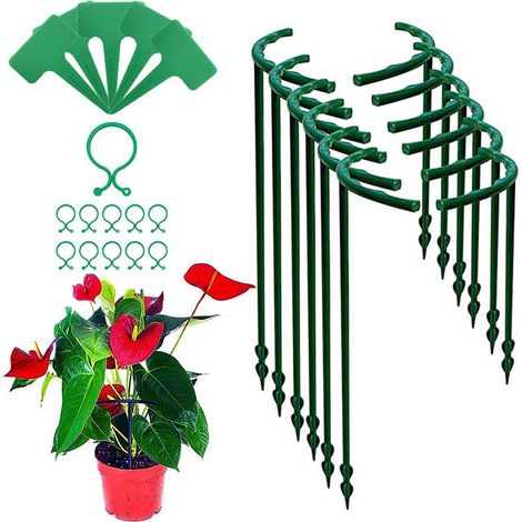 6 Tuteur pour Plante, Supports pour arbustes, 10,3 6,5 Pouces Supports de Jardin en Haut, Supports pour Plantes Grimpantes et Fleurs avec 6 Pinces et Cravates végétales pour Pivoines Hortensias (1/5)