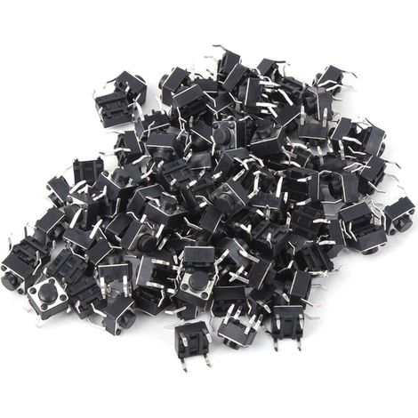 [Interrupteur Tactile Momentané] [Mini Micro Tact Switch] [6mm] - Lot de 100 pièces, 6 x 6 x 5mm (1/5)