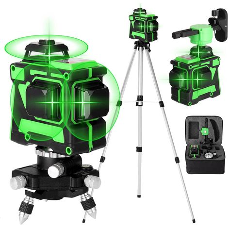 Niveau Laser Vert 3x360°, 16 Lignes Laser Auto-nivelant Verticales horizontales avec batterie 4800mAh et trépied, Multicolore (1/5)