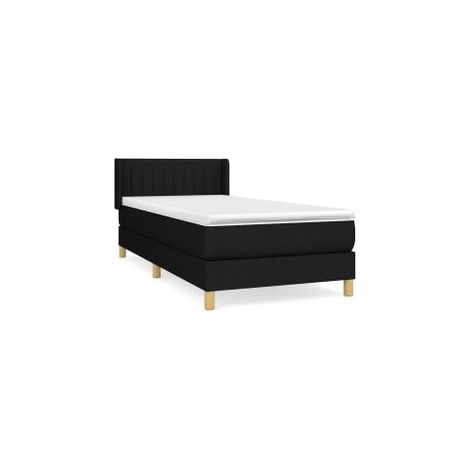 Sommier à lattes de lit avec matelas Noir 100x200 Tissu (1/5)
