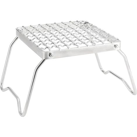 Grilles de feu de camp portables et pliables en acier inoxydable avec pieds pour la cuisine en plein air, la randonnée, le feu de camp, grille de cuisson de camping robuste sur support de (1/4)