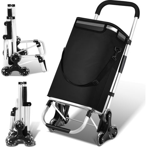 SWANEW Carrello della spesa  pieghevole a 6 ruote Carrello portatile pieghevole in alluminio con montascale per carichi pesanti 40 litri (1/5)