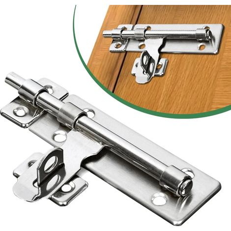 Serrure de porte en acier inoxydable, quincaillerie de 4 pouces, loquet cylindrique, ensemble de cadenas brossé, pour verrouiller portes, fenêtres, tiroirs et armoires. (1/5)