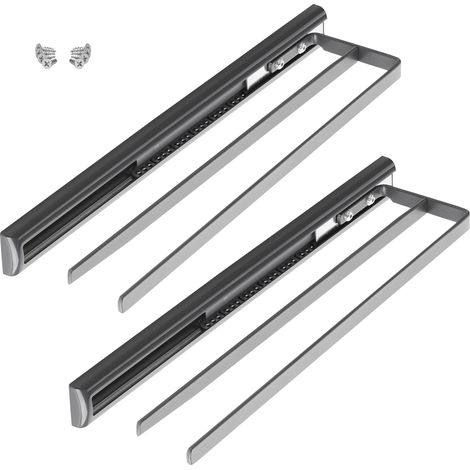 Kesseböhmer Teleskop-Handtuchauszug anthrazit - 2 STÜCK 2-armig Länge 410 mm (ausgezogen ca. 710 mm) Handtuchhalter von SOTECH (1/5)