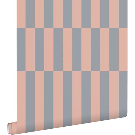 papier peint à rayures rose et bleu  - ESTAhome