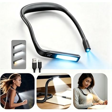 Lampe de cou LED rechargeable – 3 couleurs – Gradation continue – Rotative 270° – USB-C – Lecture et étude (1/5)