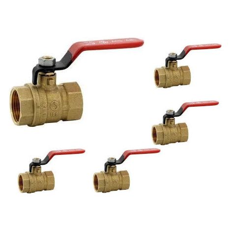 Vanne sphÃ¨re laiton titrÃ© 4MS 15S femelle femelle BSP poignÃ©e rouge 3/4'' - Lot de 5 (1/2)