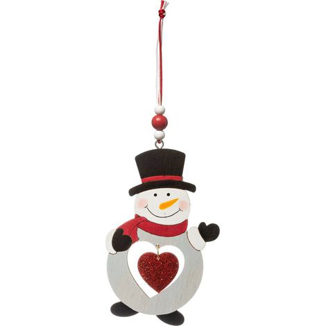 Soggetto natalizio in legno santa claus snowman heart 2 assortimenti - Feeric lights & christmas
