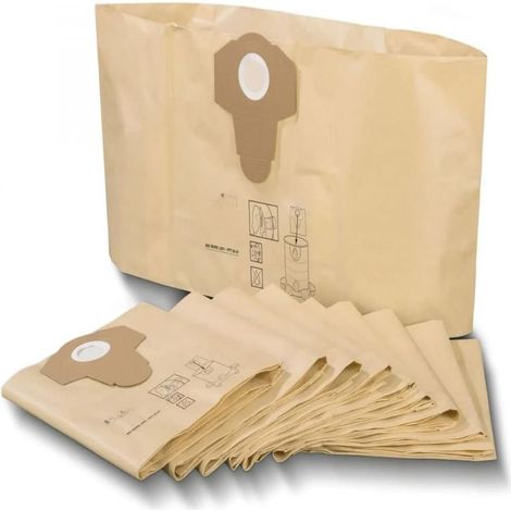 Sacs Aspirateur - Papier Double Couche - Pour Aspirateurs Eau Et Poussiere 30 L - Atelier Garage Jardin - Lot De 6 (1/5)