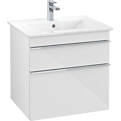 Mobile lavabo, 603 x 590 x 502 mm, modello sospeso, In legno Bianco Lucido (1/3)