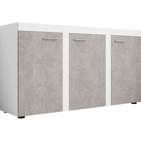 Aparador Tucson 121, Blanco + Hormigón, 82x149cm, Número de puertas: 340cm, Aglomerado laminado