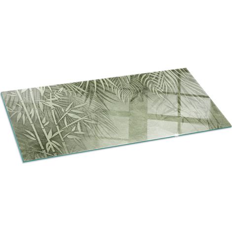 Plaque de sol pour cheminée ou poêle en verre trempé avec impression Feuilles tropicales en arrière-plan 125x50 cm (1/5)