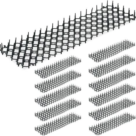 Relaxdays Grille stop chats, lot de 12, dissuasion martres, protection plantes, plastique noir, picots (1/5)