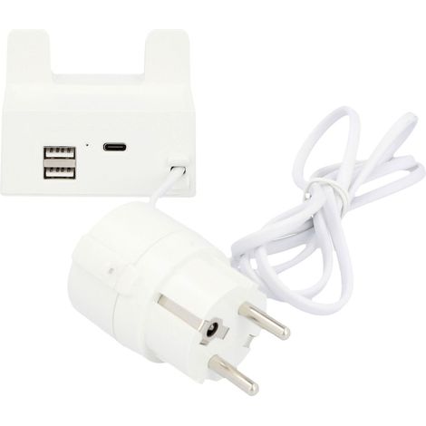 Unitec USB-Ladestation USB A + C mit Halter, 2+1 Handy-Kabel-Adapter (1/3)