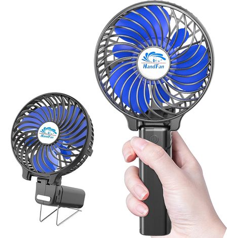EASYCOMFORT Ventilateur à Main,3 Vitesses Ventilateur Portable Rechargeable électrique 2 en 1 Mini Ventilateur Bureau 5200mAh avec Batterie pour Maison, Bureau, Voyage (1/5)