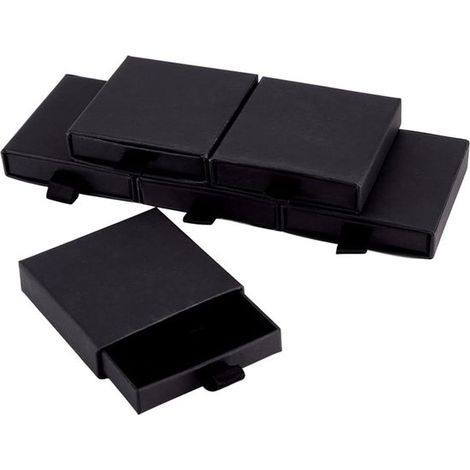 Boîte à bijoux coulissante en 6 pièces avec doublure en mousse, boîtes de rangement en carton pour bracelets et colliers, noire. (1/5)