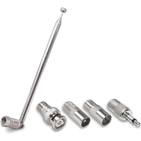 1 Antenne radio télescopique 7 sections,Acier inoxydable 75cm,Récepteur HiFi FM DAB,Système audio intérieur (1/5)