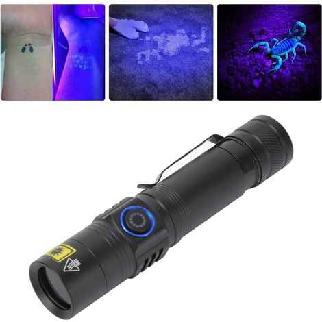 Lampe Torche UV LED 365nm Rechargeable, Détecteur Portable Économe en Énergie pour Scorpions et Fluorescence (1/5)