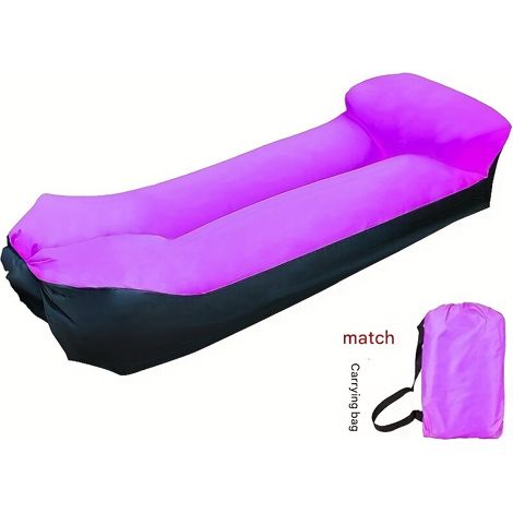 1 fauteuil sofa gonflable, lit pneumatique portable et pliable offrant un confort doux comme un nuage, pour intérieur/extérieur : plage, camping, fêtes, sans pompe nécessaire, violet (1/5)