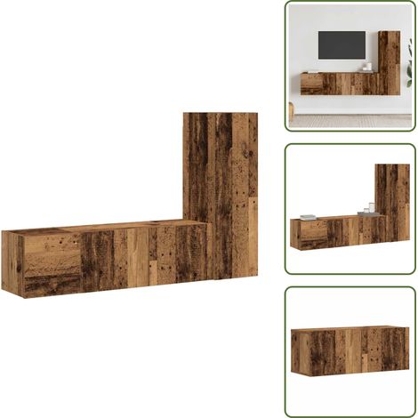 TV-Wandschränke 3 Stk. Altholz-Optik Holzwerkstoff - TV-Schrank - TV-Schränke - HiFi-Schrank - Medienschrank (1/5)