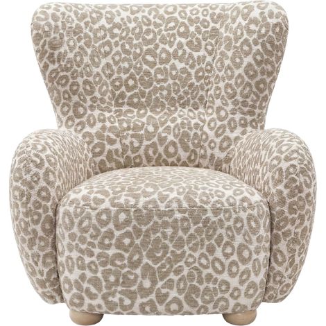 LILI - Fauteuil tissu imprimé animalier - Beige