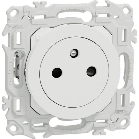 Schneider – Prise de courant affleurante 2P+T – Bornes automatiques – Installation facile pour espaces confinés – Blanc craie