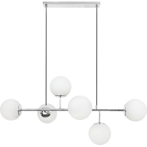 LAMPADA DA SOFFITTO SIENA CROMO 6 PARALUME BIANCO PIATTO E14 BRACCI LUNGHI