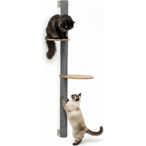 132 cm Tiragraffi da Parete con 2 Ripiani - Albero per Gatti - Colonna in Sisal (1/5)
